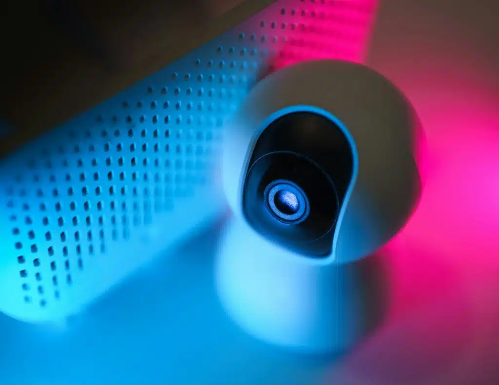 A close up of a camera on a table